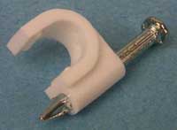 Cable Clip with nail for RG/6 wire white