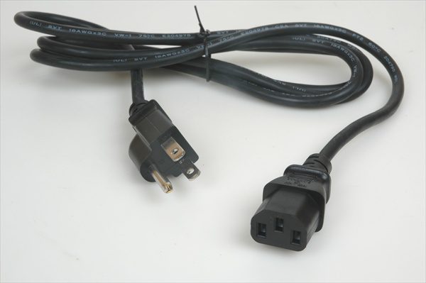Universal AC Power Cord 3 pins plug to jack 6 ft.