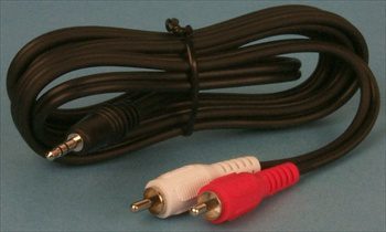 Y Cable 1/8" (3.5mm) Stereophonic plug to 2 RCA plugs 20 ft.