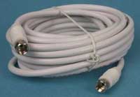 Coaxial cable "F" plug to ''F'' plug on RG6/U white 10 ft.