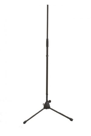 Extendable Microphone Floor Stand with 3 Legs base. Adjustable from 35'' to 63''. Black mat finish.